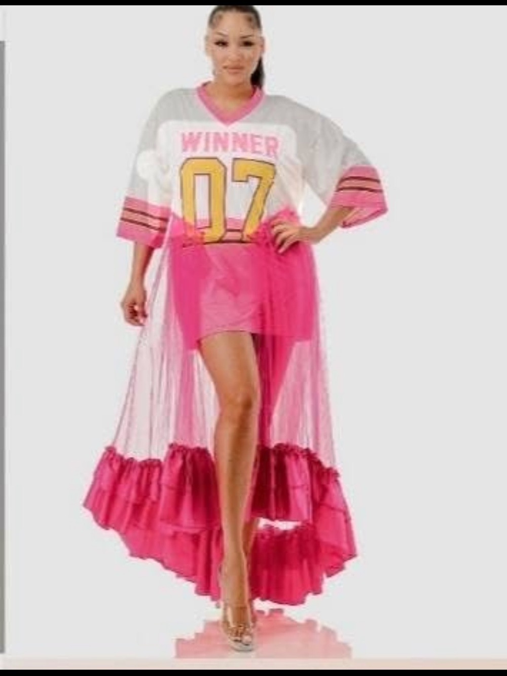 Winner 07 Pink & White Tulle Sports Dress NEW - Picture 2 of 2